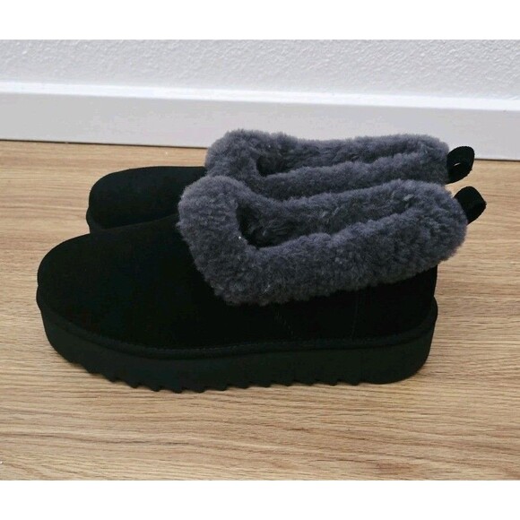 UGG NITA Women's Suede Shealing Lined Slippers Ankle Boots Black Size 11 - Picture 7 of 7